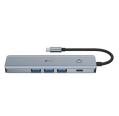 Leotec Adaptador 5 en 1 USB-C a 1xHDMI, 3xUSB-A 3.0, 1xPD 100W+USB-C Color Gris