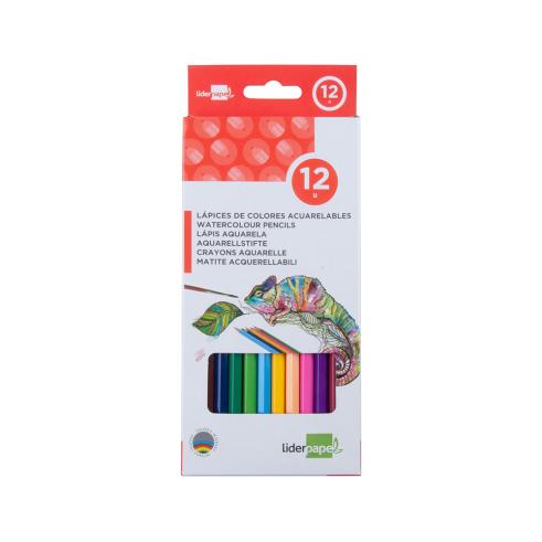 LIDERPAPEL LÁPICES DE COLORES ACUARELABLES - 12unidades