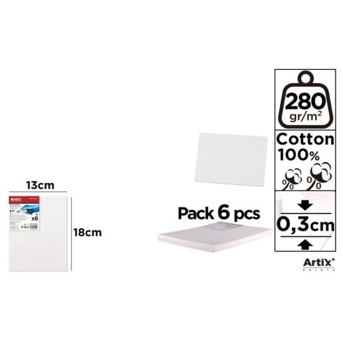 Lienzo en Tablilla 13x18cm 280g/m2 Pack 6u
