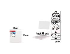 Lienzo en Tablilla 15x15cm 280g/m2 Pack 6u