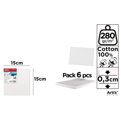 Lienzo en Tablilla 15x15cm 280g/m2 Pack 6u