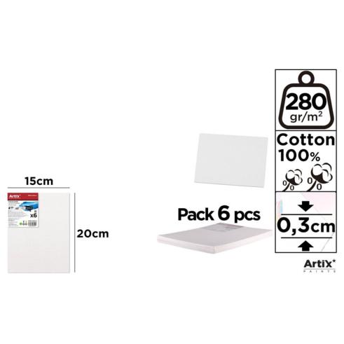Lienzo en Tablilla 15x20cm 280g/m2 Pack 6u