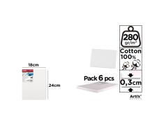 Lienzo en Tablilla 18x24cm 280g/m2 Pack 6u