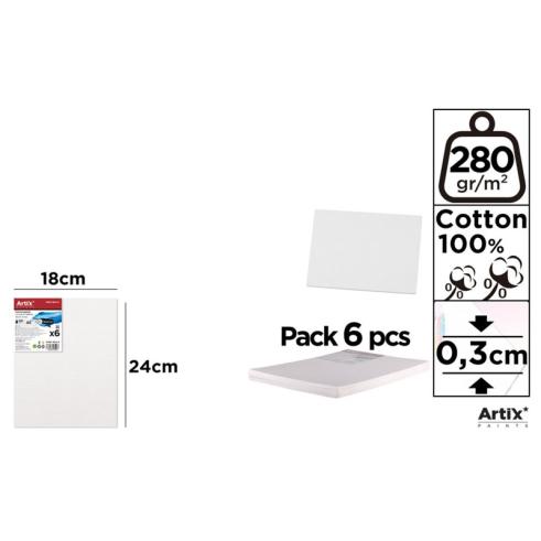 Lienzo en Tablilla 18x24cm 280g/m2 Pack 6u