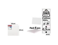 Lienzo en Tablilla 20x20cm 280g/m2 - Pack 6u
