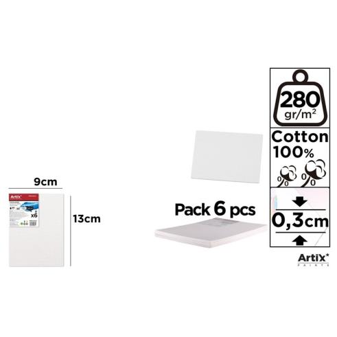 Lienzo en Tablilla 9x13cm 280g/m2 Pack 6u