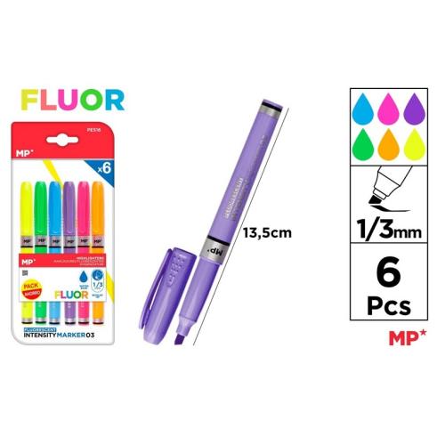 Marcador Fluorescente 6 Uds. Pack Ahorro (Tipo Boligrafo)