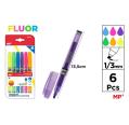Marcador Fluorescente 6 Uds. Pack Ahorro (Tipo Boligrafo-Cuerpo Translucido)