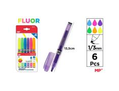 Marcador Fluorescente 6 Uds. Pack Ahorro (Tipo Boligrafo-Cuerpo Translucido)