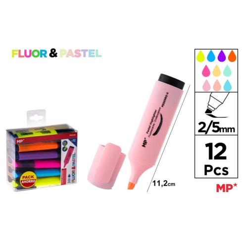 Marcador Fluorescente y Pastel 12 Uds. Pack Ahorro