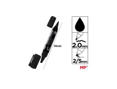 MARCADOR PERMANENTE DOBLE PUNTA NEGRO MP