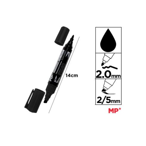 MARCADOR PERMANENTE DOBLE PUNTA NEGRO MP