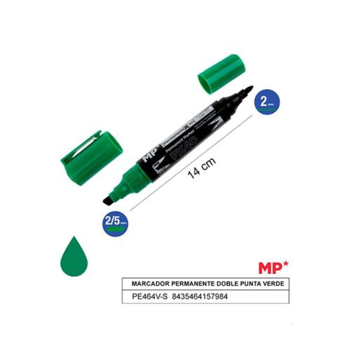 Marcador Permanente Doble Punta Verde MP