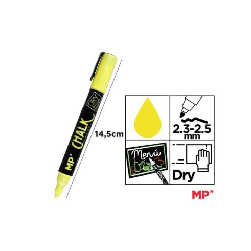 Marcador Tiza Líquida Amarillo Limpieza en Seco