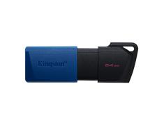 Memoria USB Kingston DataTraveler Exodia M 64GB - USB 3.2 Gen 1 - Capuchón Móvil - Enganche para Llavero - Color Negro/Azul