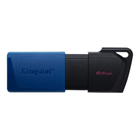 Memoria USB Kingston DataTraveler Exodia M 64GB - USB 3.2 Gen 1 - Capuchón Móvil - Enganche para Llavero - Color Negro/Azul