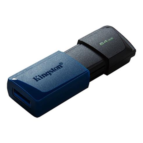 Memoria USB Kingston DataTraveler Exodia M 64GB - USB 3.2 Gen 1 - Capuchón Móvil - Enganche para Llavero - Color Negro/Azul