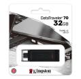 Memoria USB Tipo C Kingston DataTraveler 70 - 32GB - USB-C 3.2 Gen 1 - Con Tapa - Color Negro