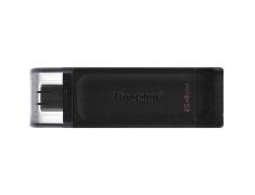 Memoria USB Tipo C Kingston DataTraveler 70 - 64GB - USB-C 3.2 Gen 1 - Con Tapa - Color Negro