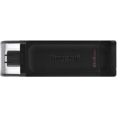 Memoria USB Tipo C Kingston DataTraveler 70 - 64GB - USB-C 3.2 Gen 1 - Con Tapa - Color Negro