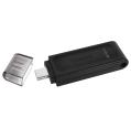 Memoria USB Tipo C Kingston DataTraveler 70 - 64GB - USB-C 3.2 Gen 1 - Con Tapa - Color Negro