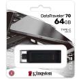 Memoria USB Tipo C Kingston DataTraveler 70 - 64GB - USB-C 3.2 Gen 1 - Con Tapa - Color Negro