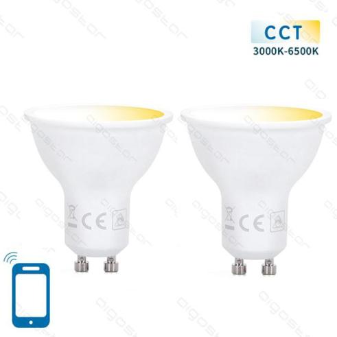 Pack 2 Bombillas Led Wifi GU10 5W CCT