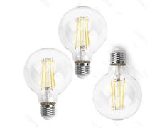 Pack 3 Bombillas de Filamento LED E27 G80 4W Luz Cálida 2700K