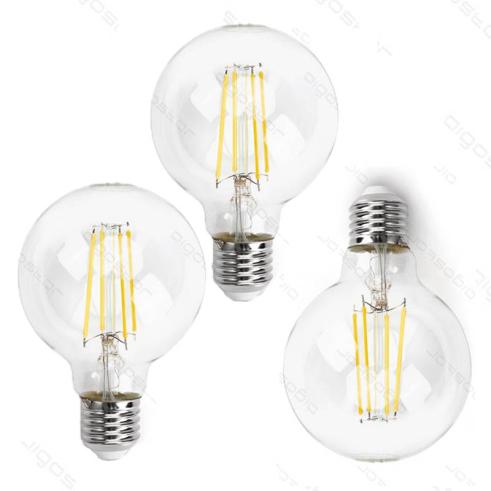 Pack 3 Bombillas de Filamento LED E27 G80 4W Luz Cálida 2700K