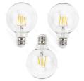 Pack 3 Bombillas de Filamento LED E27 G95 4W Luz Cálida 2700K