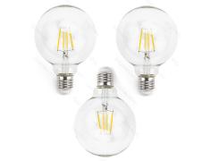 Pack 3 Bombillas de Filamento LED E27 G95 4W Luz Cálida 2700K