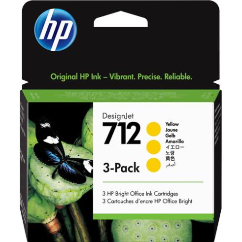 Pack 3 x HP 712 Amarillo Original