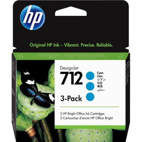 Pack 3 x HP 712 Cyan Originales