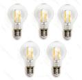 Pack 5 Bombillas de Filamento LED E27 A60 4W Luz Cálida 2700K