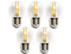 Pack 5 Bombillas de Filamento LED E27 G45 4W Luz Cálida 2700K