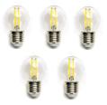 Pack 5 Bombillas de Filamento LED E27 G45 4W Luz Fría 6500K