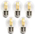 Pack 5 Bombillas de Filamento LED E27 G45 6W Luz Cálida 2700K