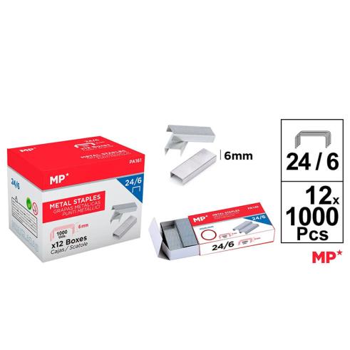 Pack con 12 Cajas de 1000 Grapas 24/6 Galvanizadas MP