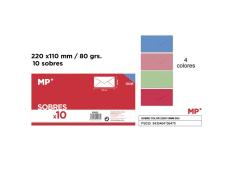 Pack de 10 Sobres Americanos Color Pastel 220x110mm