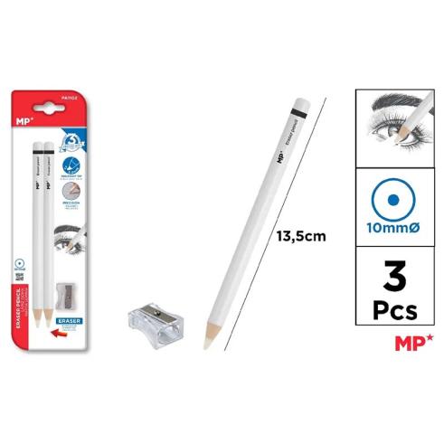 Pack de 2 Gomas de Borrar en Lapiz + 1 Sacapuntas