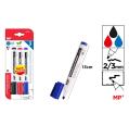 Pack de 3 Marcadores de Pizarra MP - Azul/Negro/Rojo