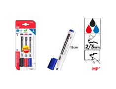 Pack de 3 Marcadores de Pizarra MP - Azul/Negro/Rojo