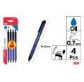 Pack de 4 Bolígrafos de Tinta de Aceite 0,7 mm Azul MP