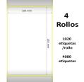 Pack de 4 Rollos de Etiquetas Compatibles Zebra Perforadas 100x150 mm 4080 Etiquetas
