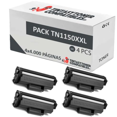 Pack de 4 Toner Brother TN1150XXL Compatibles