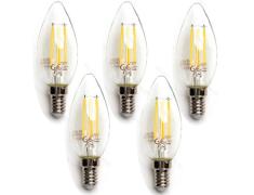 Pack de 5 Bombillas de Filamento LED E14 C35 4W Luz Cálida 2700K