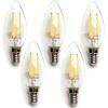 Pack de 5 Bombillas de Filamento LED E14 C35 4W Luz Fría 6500K