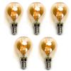 Pack de 5 Bombillas de Filamento LED E14 G45 4W Luz Cálida 2200K