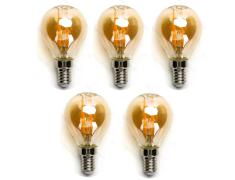 Pack de 5 Bombillas de Filamento LED E14 G45 4W Luz Cálida 2200K