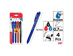 Pack de Bolígrafos Borrables Click 2 Azul / 1 Rojo / 1 Negro